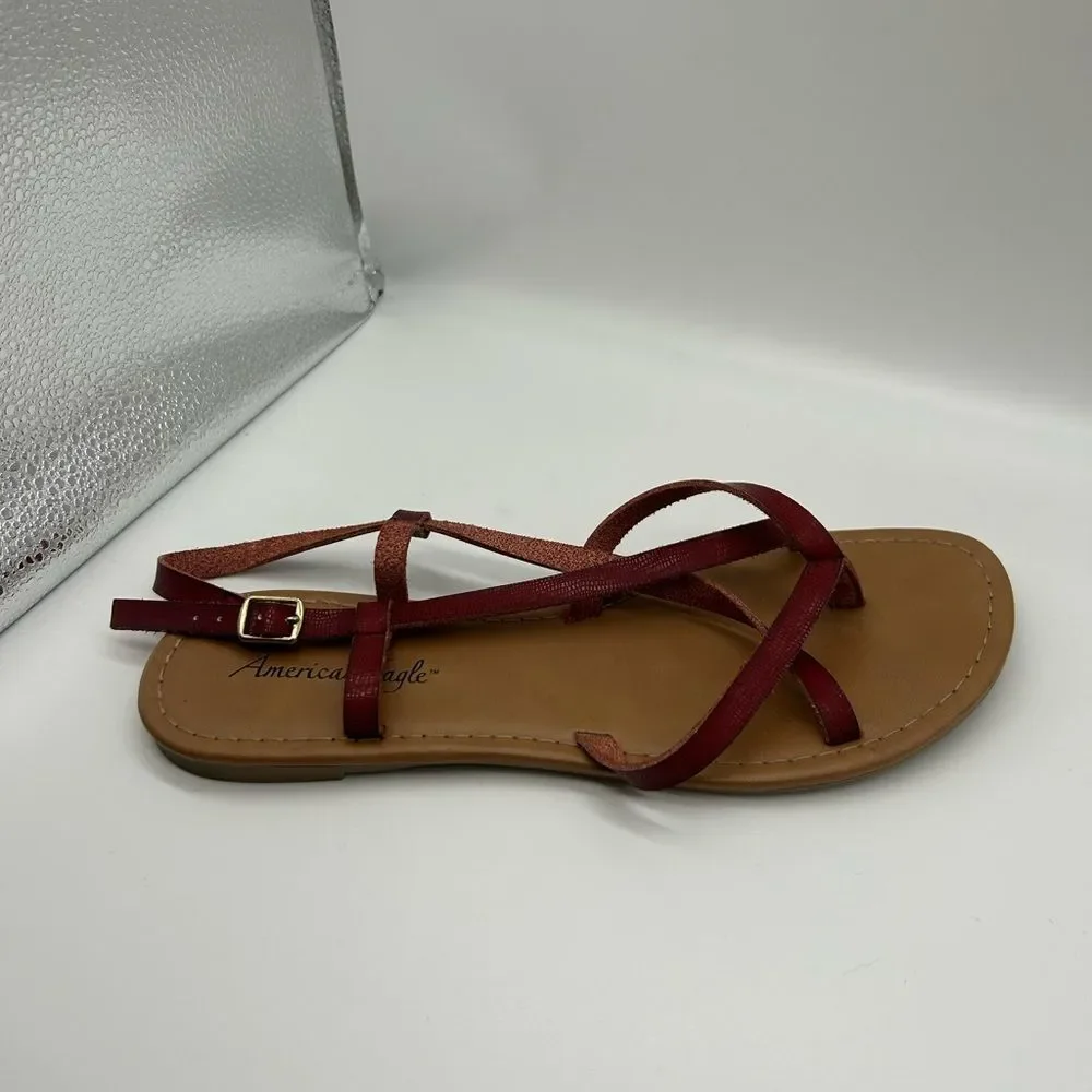 American Eagle Outfitters Women's Red Strappy Thong Sandals Size 9.5
